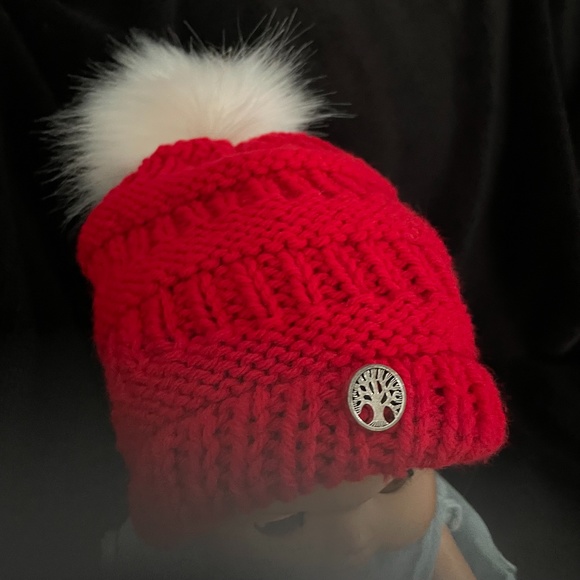 Red C.C. Beanie Knitted Hat - Picture 1 of 3